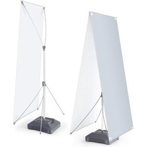 Blulu 24 x 63 to 32 x72 Adjustable X Banner Stand, 2x6 Double Sided Heavy Duty X Shaped with Water Sand Refilled Base, Stand Outdoor Indoor for Trade Show Exhibition Sign Holder Display, Frame Only