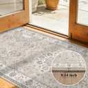 Washable Hallway 3x4 Floor Mats: Farmhouse Non-Slip Kitchen Sink Area Rug Water-Resistant Small Carpet for Living Room Bathroom Thin Soft Doormat Easy-Clean Decorative Rug for Pets Family(3x4,Beige)