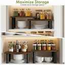 Cabinet Organizer Shelf, 2 Tier Countertop Spice Rack for Kitchen Counter, Seasoning Organizer with Wood-Grain Shelves, Kitchen Countertop Organizer for Spices, Sauces and Small Items (4 Pcs, Brown)