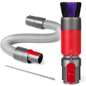 Dusting Brush & Flexible Extension Hose Compatible with Dyson V7/ V8/ V10/ V11/ V15 Vacuum Cleaner Self-cleaning Soft Bristles, Cordless Vacuum Accessaries with Trigger Lock