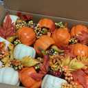 Crowye 30 Pack Fall Centerpieces Artificial Pumpkin Flowers Fall Decorations for Home Topped Artificial Sunflowers Berry and Maple Fall Leaves Pine Cones Fake Pumpkins for Halloween Thanksgiving