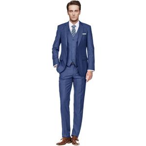 Men Suits Slim Fit 3 Piece Denim Blue Suits for Men Business Suit Wedding Dress Tux Groomsmen Prom Blazer Jacket Vest Pants with Tie S