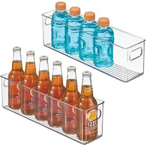 mDesign Plastic Kitchen Organizer - Storage Holder Bin with Handles for Pantry, Cupboard, Cabinet, Fridge/Freezer, Shelves, and Counter - Holds Canned Food, Snacks - 2 Pack - Clear