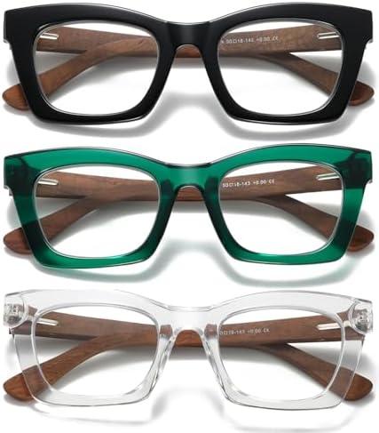 Hubeye Oprah Style Reading Glasses for Women Men Blue Light Blocking Computer Square Readers with Spring Hinge Only 2