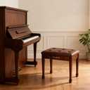 Wooden Piano Bench with Storage, Piano Stool with Waterproof Padded Cushion, Bench Seat for Vanity, Living Room, Bedroom (Wood), 20.7 inches x 12.6 inches x 18.7 inches