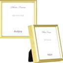 4x4 Picture Frame Set of 2, Gold Modern Simple Thin Aluminum Metal Square Photo Frame with HD Glass, Display for Tabletop and Wall, 2 Pack