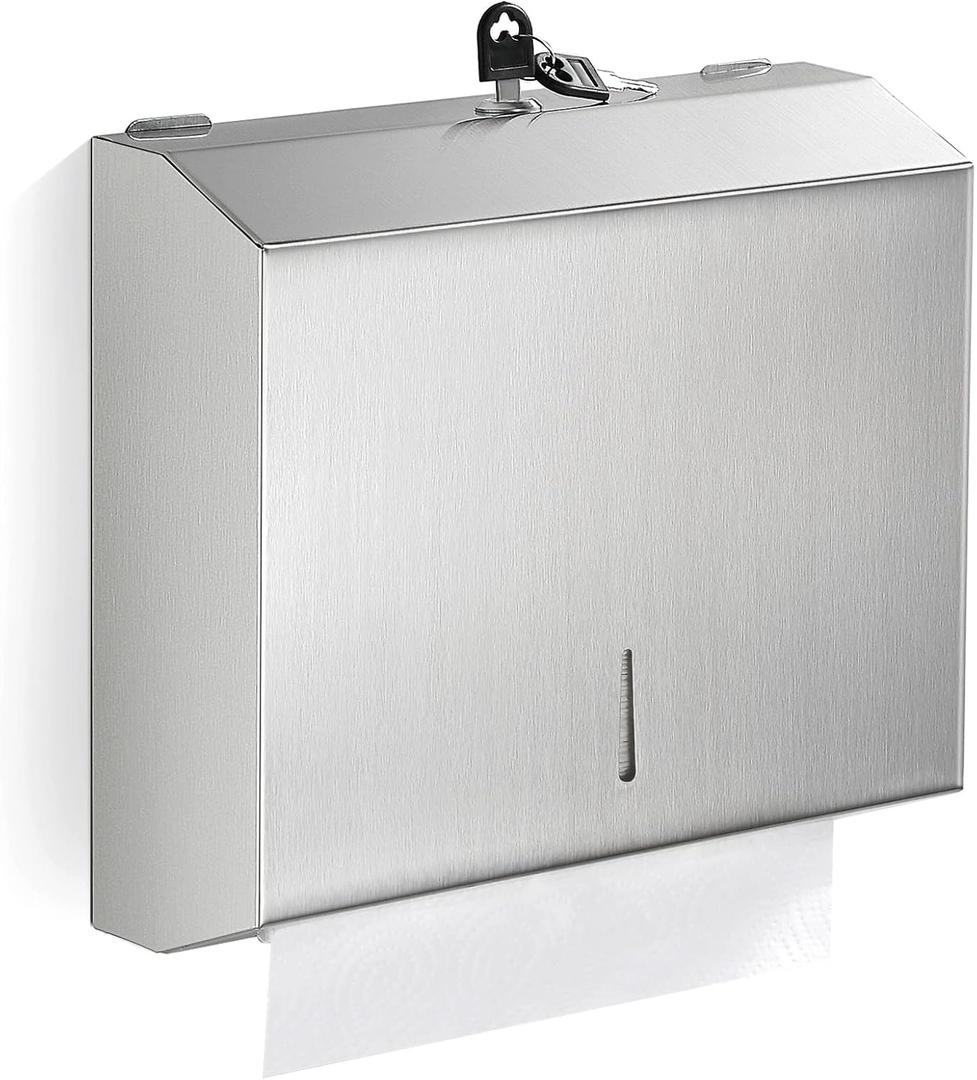Paper Towel Dispenser Wall Mount Commercial, C Fold Multifold Hand Paper Towel Dispenser, Stainless Steel Tissue Holder