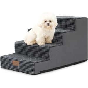 COZY KISS Dog Stairs for Small Dogs 15.7" H, 4-Step Gentle Incline Pet Step for Couch Sofa, Non-Slip Dog Ramp for Puppy Doggie Senior Cats, 15.7x23.6x15.7 Inch, Charcoal Grey