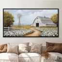 Large Rustic Painting Wall Art Farmhouse Barn Picture for Living Room Windmill Home Bedroom Decoration Modern Art Framed Artwork Decor 24x48inch