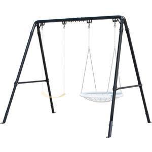 TOCRETOARE Porch Swing Stand - Heavy Duty Porch Swing Frame Outdoor with Adjustable Height, Powder Coated A-Frame Metal Swing Stand, Holds Up to 440lbs, Fits for Patio, Backyard, Garden