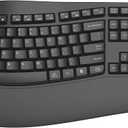 Ergonomic Wireless Keyboard with Wrist Rest, Wave Keys, Comfortable Natural Typing, 2.4GHz Full Size Ergo Wireless Computer Keyboard for Multi-OS, Windows, Mac OS Laptop/PC/Notebook (Gray)