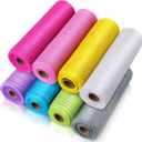 Timgle 8 Rolls Spring Easter Decor Mesh Ribbon for Wreath Making 10in x 30ft Pastel Colorful Poly Burlap Mesh Roll Fabric DIY Crafts for Holiday Wedding Decor Decorative(Multicolor)