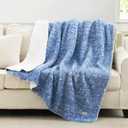 Cozy Bliss Luxury Sherpa Throw Blanket for Couch, Premium Reversible Plush Thick Throw, Warm Cozy Soft Blanket for Home and Gifts (Mottled Navy Blue, 50" x 60")