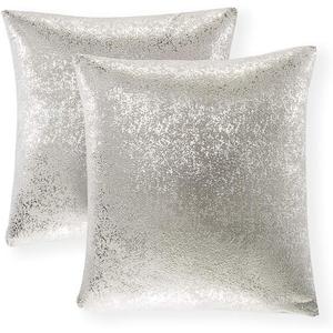 Xinrjojo 16 x16 Inch Grey Throw Pillow Covers, Decorative Cushion Cases, Square Silver Throw Pillow Case for Home Sofa Couch Chair Back Seat Bedroom Car, Gift, Set of 2 (Silver-Light Gray)