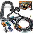 Electric Slot Car Race Track Sets - 1:43 Race Car Track Sets with 4 Slot Cars with Headlights, 2 Hand Controllers, Dual Racing Game Lap Counter, Birthday, Toys for Kids