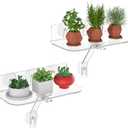 Clear Acrylic Windows Plant Shelves, 12 Inch Window Plant Stand with Legs, No Need Drilling Indoor Windows Suction Cup Shelf Wall Shelf for Plants, Home Dcor, Toiletries(2 Pack)