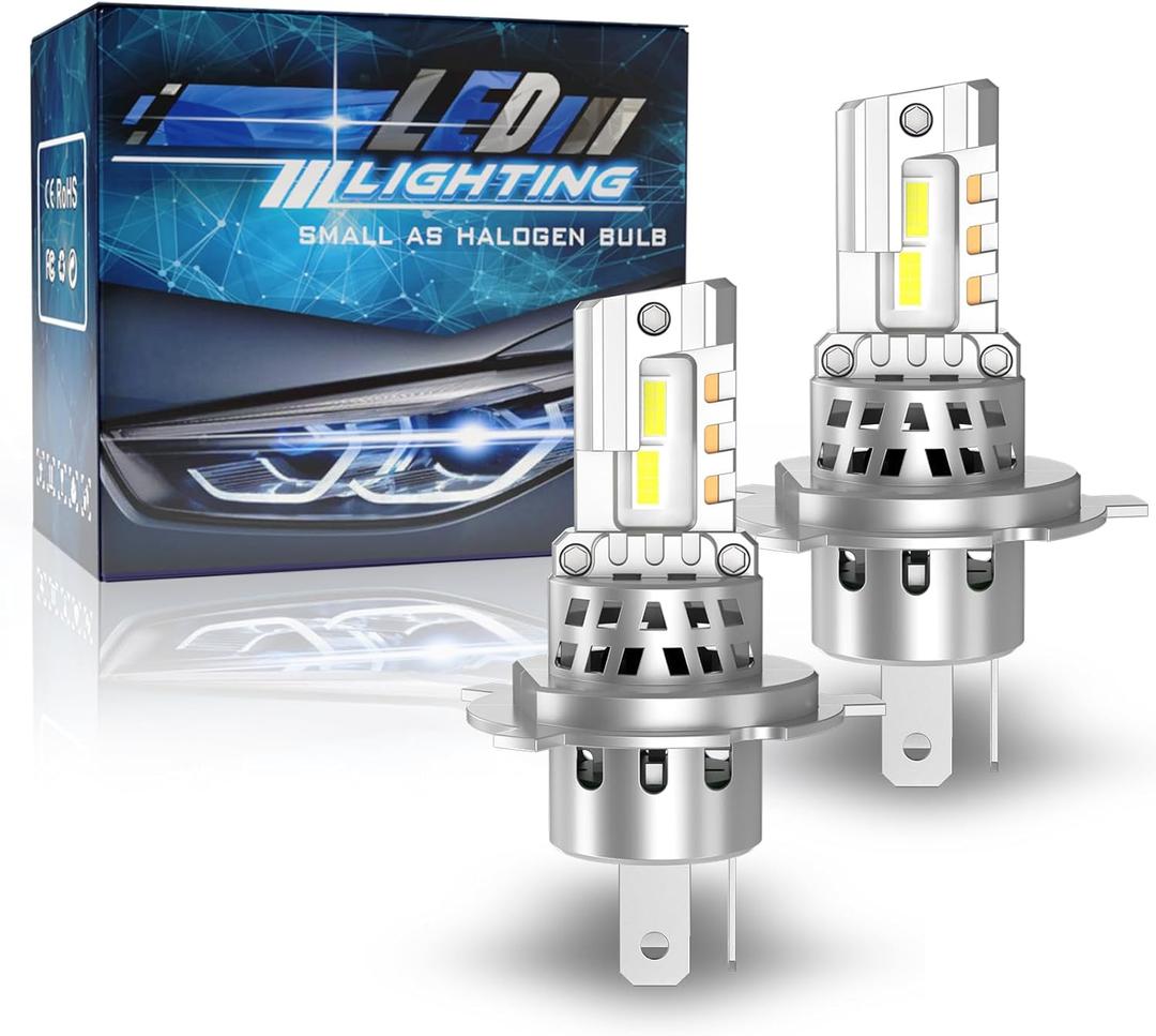 ziongreen H4 9003 HB2 All-in-One LED Bulb Fog Light 60000 Lumens Real 1:1 Halogen Lamp Small Size 2026 Ultra Bright 6500K 900% Built-in Decoder No Error 2 Pack