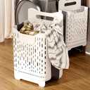 Wall-Mounted Collapsible Plastic Laundry Baskets,Portable Dirty Clothes Hamper with Hook Space-Saving foldable laundry basket,for Laundry, Bedroom, DormStorage & Organizing (China code)