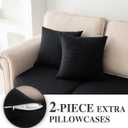 LA MEACK Couch Cushion Covers for Sectional Sofa L Shape Washable Separate Seat Chaise Couch Cover Stretch Sofa Slipcovers with 2 Pcs Pillowcases(3 Seater + 1 Chaise, Black)