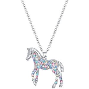 luomart Girls Horse Necklace Gifts,Little Rainbow Horse Jewelry for Women,Initial Letter Necklaces Pendant for Teen Girls Horse Lovers