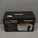 Mueller UltraToast Full Stainless Steel Toaster 4 Slice, Long Extra-Wide Slots for Bagels and Waffles, 6 Browning Levels, LED Display, Cancel/Defrost/Reheat Functions & Removable Tray, Kitchen Gadgets