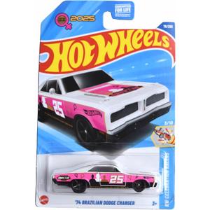 Hot Wheels '74 Brazilian Dodge Charger HW Celebration Racers 3/10 [Pink/White] 76/250,  Hot Wheels '55 Chevy Bel Air Gasser HW Reverse Rake 2/5 [Orange] 63/250,  Hot Wheels Rink Racer HW Ride Ons 5/5 [Blue/White] 168/250, Pack of 3