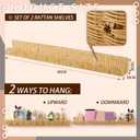 Pinkunn 4 Pcs Nursery Book Shelves 35.4 Inch Rattan Scalloped Floating Bookshelves Wicker Boho Book Shelf for Wall Mounted Decor Nursery Rooms Hanging