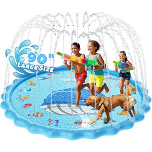 90" Splash Pad for Kids, Sprinkler & Splash Play Mat, Extra Large Inflatable Wading Pool with Thicker Material, Summer Outdoor Water Toys for Kids & Dogs 90" Splash Pad for Kids, Sprinkler & Splash Play Mat, Extra Large Inflatable Wading Pool with Thicker Material, Summer Outdoor Water Toys for Kids & Dogs