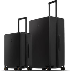LEVEL8 Luggage Sets 2 Piece, 20/28 inch Hardshell Suitcases Sets, Lightweight Luminous Textured Hardside with Spinner Wheels, Tsa Lock, 2-Piece Set (20/28), Black
