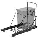 pbugac Upgraded Stainless Steel Pull-Out Trash Can Holder, Heavy-Duty Slide-Out Cabinet Organizer for 711 Gallon Bins, Black(Trash Can Not Included)