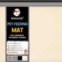 MateeyLife Dog & Cat Food Mat for Floors Waterproof, Nonslip Pets Bowl Mats for Dining and Drinking, Dogs Feeding Mats with Raised Edges, Silicone Cats Matt Tray for Messy Drinkers, 24"x16", Beige