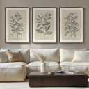 Large Framed Botanical Wall Art for Living Room, 3 Piece Neutral Plant Canvas Painting Prints Artwork for Farmhouse Walls, Vintage Floral illustration Pictures for Bedroom Kitchen Wall Decor, 20x30, 20" W x 30" H x 3Pcs