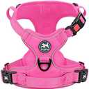 PoyPet No Pull Dog Harness, No Choke Reflective Dog Vest, Adjustable Pet Harnesses with Easy Control Padded Handle for Small Medium Large Dogs(Pink Matching Trim,S)