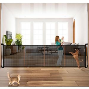 160" Retractable Baby Gates, 42" Extra Tall Upgraded Baby Gate with Reinforced Strip Design, Prevent from Crawling Underneath, Extra Wide Dog Gate Baby Gates for Stairs Doorways Indoor Outdoor