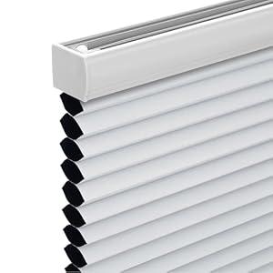 Changshade Cordless Cellular Shades, Blackout Honeycomb Shades for Windows, Pull Down Pleated Blinds, Easy to Install for Indoor Windows and French Doors, 39" W x 64" H, White