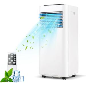 SIMOE Portable Air Conditioner for Room, 8000BTU 3-IN-1 Portable AC Unit Cooling up to 350 sq.ft, w/Remote Control, 24H Timer & Window Kit, AC Built-in Cooling, Dehumidifier & Sleep Modes White