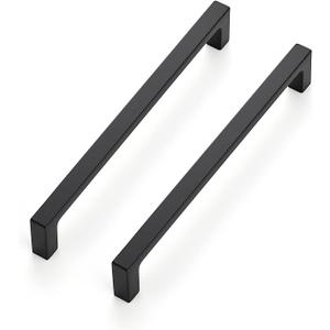 Ravinte 30 Pack 6-1/4 inch Hole Centers Matte Black Cabinet Pulls Kitchen Cabinet Handles Solid Drawer Pulls Kitchen Cupboard Hardware Flat Black Square Bar Drawer Handles