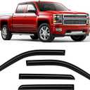 Rain Guards Compatible with Chevrolet Silverado 1500 Crew Cab 2014 2015 2016 2017 2018 Durable Tape-on Side Window Deflector Wind Deflectors GMC Sierra 1500 2014-2018 Rain Guard Black 4 PCS