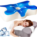 Cooling Gel Bed Memory Foam Pillow, Cervical Contour Pillows with Dual-Height Design for Neck Pain Relief, Support for Side Back Stomach Sleepers,Soft(Queen)
