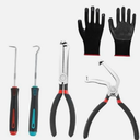 Electrical Disconnect Pliers Set, Straight Head & 60° Electrical Connector Pliers with 90° & 45° Oil Seal Hooks/Gloves, Professional Car Accessories Electricals Disconnect Tool