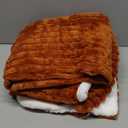 Linecooo Burnt Orange Sherpa Fleece Throw Blanket 50x60 for Couch Sofa Bed,Double Side Soft Fuzzy Cozy Plush Thick Flannel Blanket with Striped Design Gift for Mother Woman