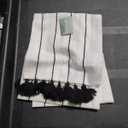 Folkulture Boho Hand Towel with Tassels for Bathroom Hanging and Decorative, 100% Cotton, 16" x 30" Inches (Hamilton Black and White)