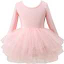 Tutu.kk Girls' Camisole Dance Tutu Leotard with Fluffy 4-Layers Ballet Dress for Ballerina (4-6 T) (Long-ballet Pink)