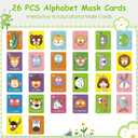  Alphabet Flash Cards, Giant ABC Animal Flash Cards for Toddler 3-5,26 Lowercase and Uppercase Letter Cards, Educational Learning Games for Kids, Preschool Kindergarten Toys