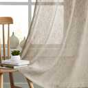 Melodieux Tan Linen Sheer Curtains 63 Inch Length for Bedroom, Living Room Natural Flax Textured Light Filtering Rod Pocket Burlap Sheer Voile Drapes, 52x63 Inch, 2 Panels (52"W x 63"L (Pack of 2))