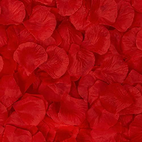 Ouddy Decor 5000 Pcs Rose Petals Artificial Flower for Valentine's Wedding Decor Romantic Night Event Anniversary Shower Engagement Party Home Decorations, Red