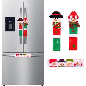 Christmas Refrigerator Door Handle Covers Set of 3 - Snowman Santa Claus Appliance Handle Covers for Fridge, Microwave Oven or Dishwasher