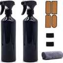 OFFIDIX Glass Spray Bottles for Cleaning,16 OZ 2 Pack Continuous Empty Water Mister Spray Bottles for Hair,Plants Mister,Adjustable Nozzle,Black