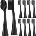 10 Pack Replacement Toothbrush Heads Compatible with Burst Electric Toothbrush, YMPBO Toothbrush Heads for Burst Sonic Toothbrush, Deep Cleaning Bristle Design, Black