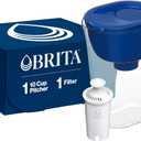 Brita Large Water Filter Pitcher for Tap and Drinking Water with SmartLight Change Indicator, Includes 1 Standard Filter, BPA-Free, Lasts 2 Months, 10-Cup Capacity, Mazarine Blue